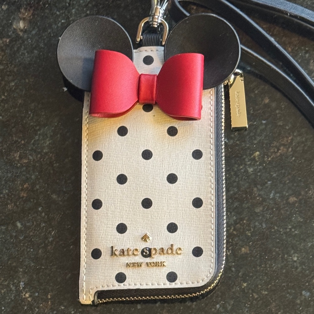 Kate Spade Polka Dot Minnie Mouse Wallet & Lanyard